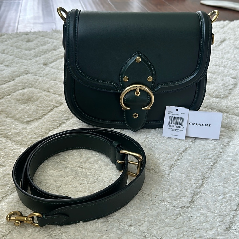 Brand New Coach Beat Saddle Leather in Amazon Green